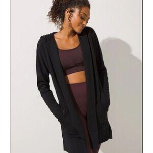 Soma Wknd Soft Brushed Terry Hooded Cardigan Size S Long Open Luxe Loungewear